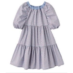 Il Gufo Girls Puff Sleeve Tiered Cotton Dress | European Luxury Print Dress 14 y